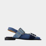 Ballerines Feminine Buckle - Ganni - Coton - Bleu