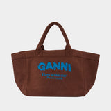 Cabas Xxl Beach Resort - Ganni - Coton - Marron