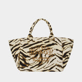Cabas Xxl Shopper Zebra - Ganni - Coton - Ivoire