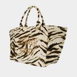 Cabas Xxl Shopper Zebra - Ganni - Coton - Ivoire