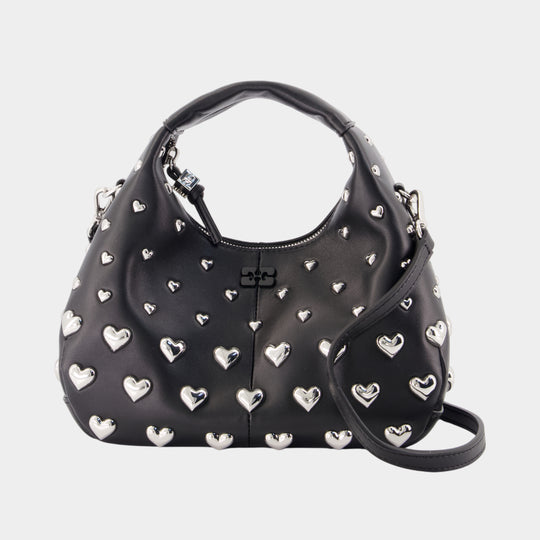 Sac À Main Hobo Mini Heart - Ganni - Synthétique - Noir