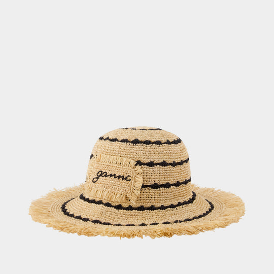 Chapeau Stripe - Ganni - Raffia - Multi