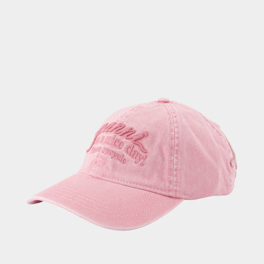 Casquette Washed - Ganni - Coton - Rose