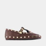 Ballerines Mary Jenny Studs - Ganni - Synthétique - Marron