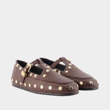 Ballerines Mary Jenny Studs - Ganni - Synthétique - Marron