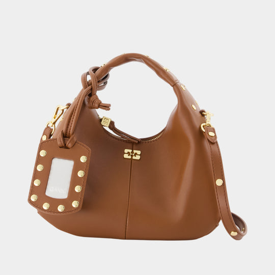 Sac À Main Mini Studs - Ganni - Synthétique - Marron