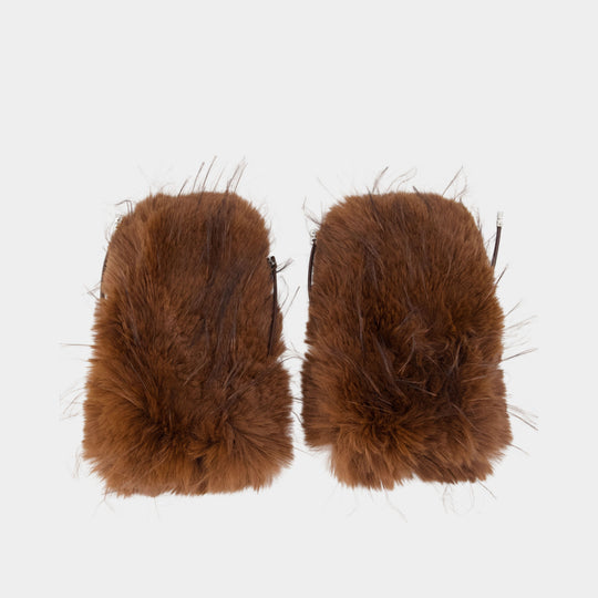 Moufles Straight Pile - Ganni - Laine - Marron