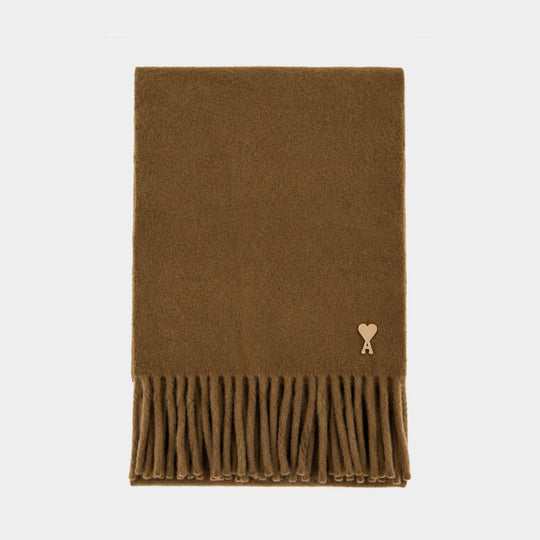Écharpe Ami De Coeur Patch - AMI Paris - Laine - Marron