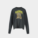 Sweatshirt Future Longsleeve Tiger - Ganni - Coton - Noir