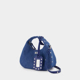 Sac À Main Hobo Mini Studs - Ganni - Coton - Bleu