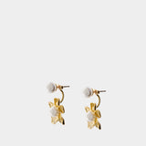 Boucles D'oreilles Flower Pearl Jacket - SELF PORTRAIT - Métal - Doré