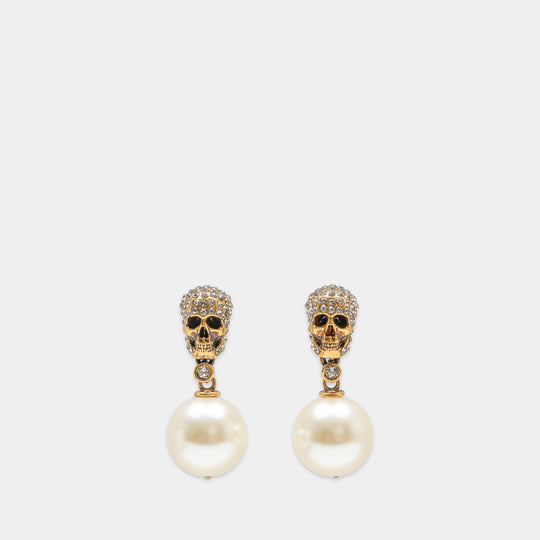 Boucles D'oreilles Pave Skl - Alexander McQueen - Perles synthétiques - Blanc