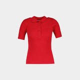 Sweater Ss Polo - Courreges - Coton - Rouge