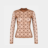 T-Shirt Moonogram Ls Highneck - Marine Serre - Synthétique - Marron
