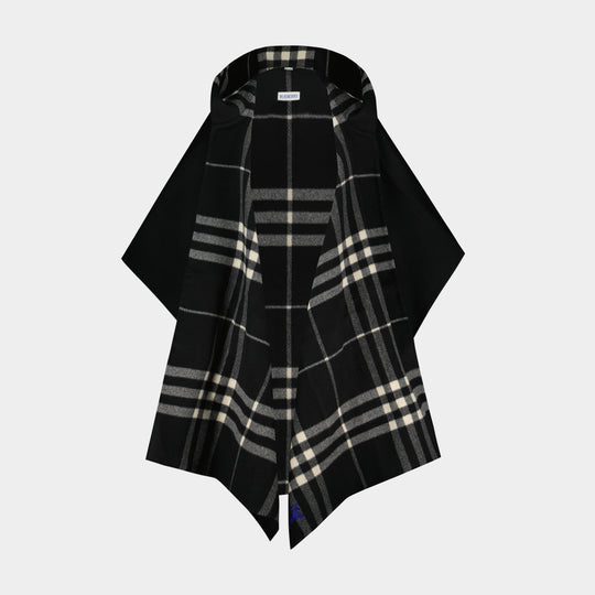 Cape St Solid 2 Check - Burberry - Cachemire - Noir