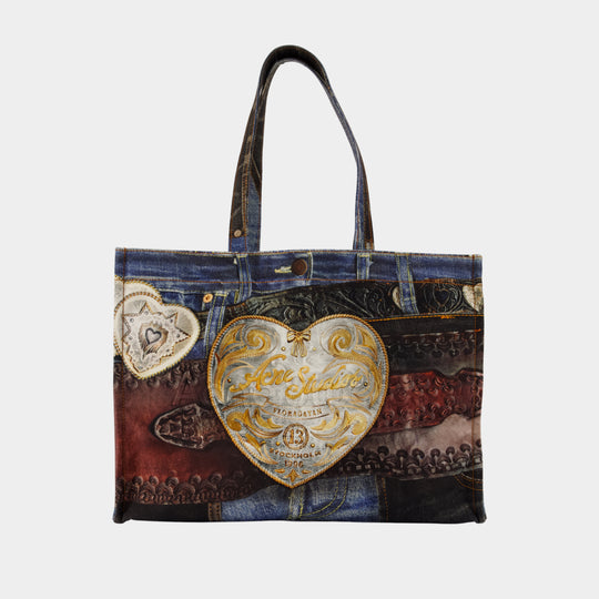 Cabas Cowboy Heart Buckle - Acne Studios - Coton - Bleu