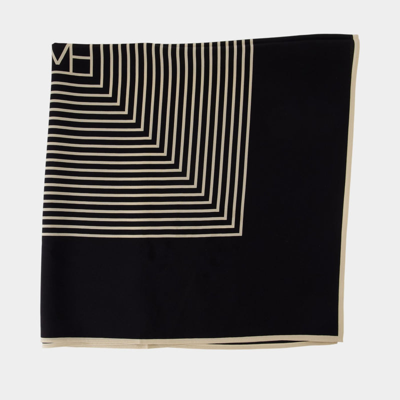 Écharpe Centered Monogramme - TOTEME - Soie - Noir
