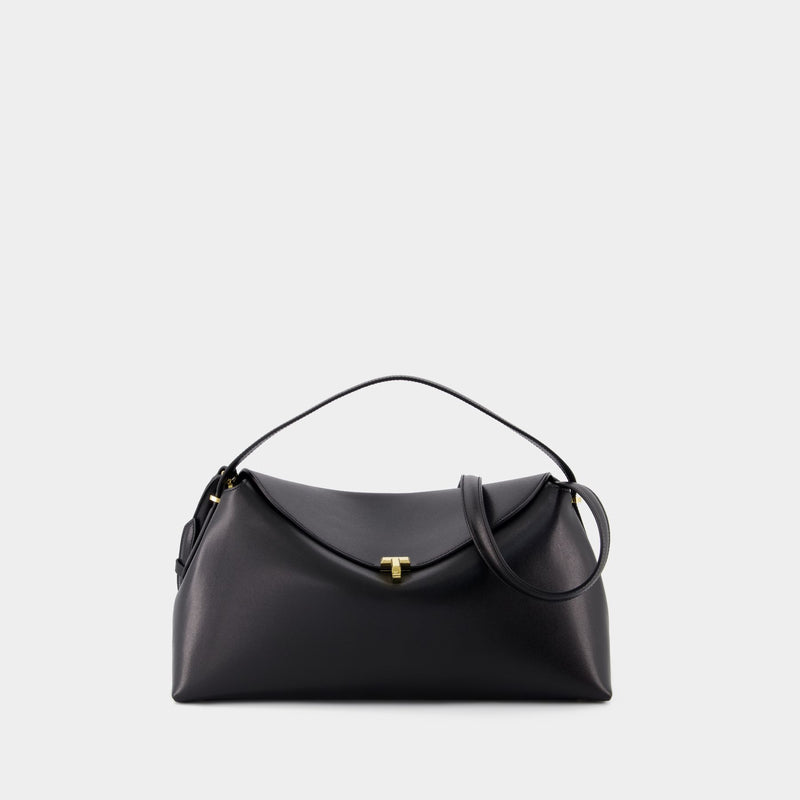 Sac À Main T Lock Top Handle - TOTEME - Cuir - Noir