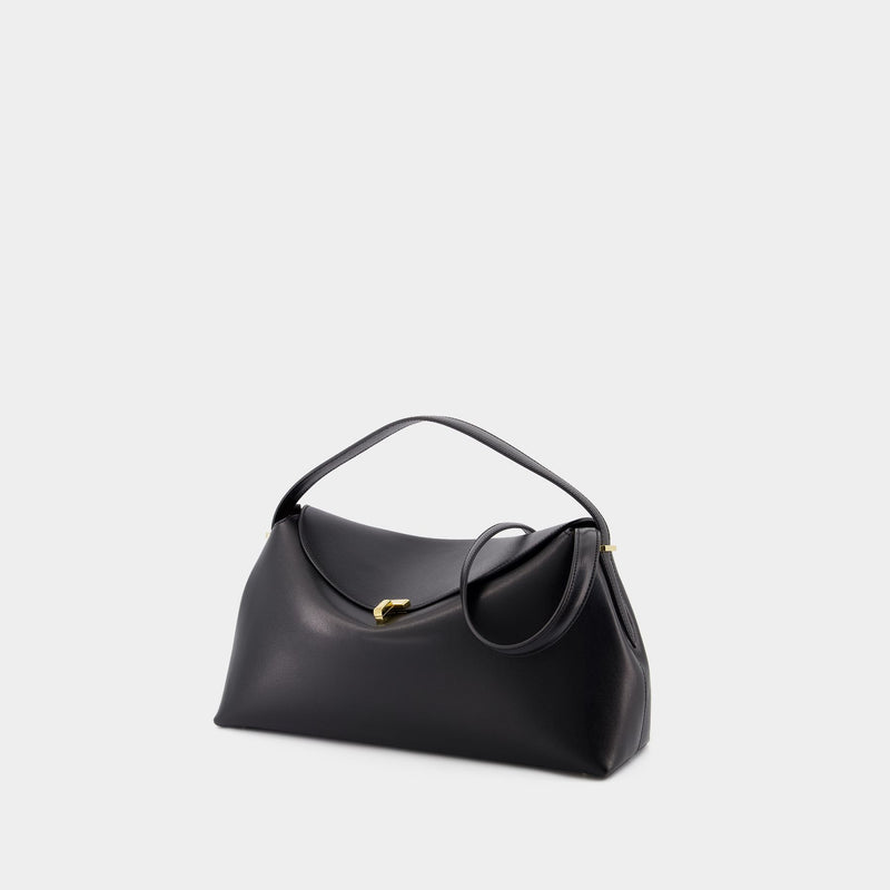 Sac À Main T Lock Top Handle - TOTEME - Cuir - Noir