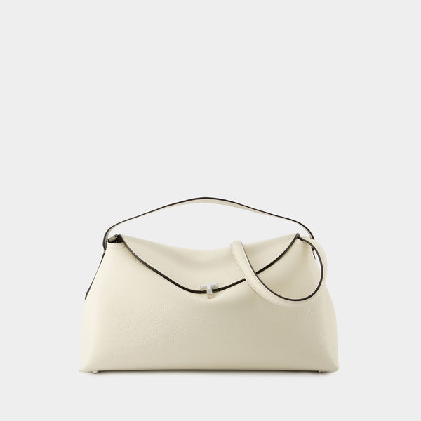 Sac À Main T Lock Top Handle - TOTEME - Cuir - Milk