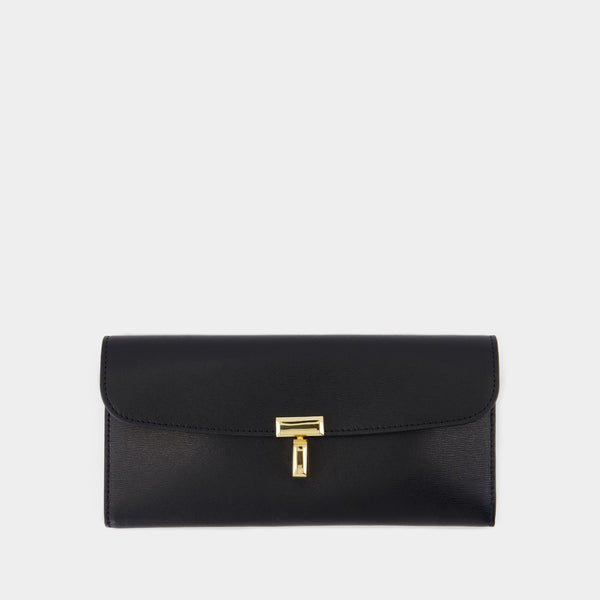 Portefeuille T-Lock - TOTEME - Cuir - Noir
