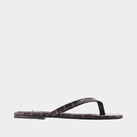 Sandales Croco - TOTEME - Cuir - Marron