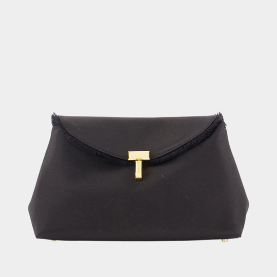 Pochette Mini T-Lock Frayed - TOTEME - Soie - Noir