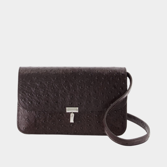 Sac À Bandoulière T-Lock Ostrich - TOTEME - Cuir - Bordeaux