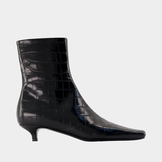 Bottines Slim Croco - TOTEME - Cuir - Noir