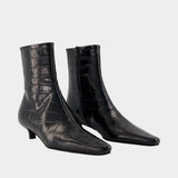 Bottines Slim Croco - TOTEME - Cuir - Noir