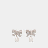 Boucles D'oreilles Crystal Bow Pearl - SELF PORTRAIT - Métal - Argenté