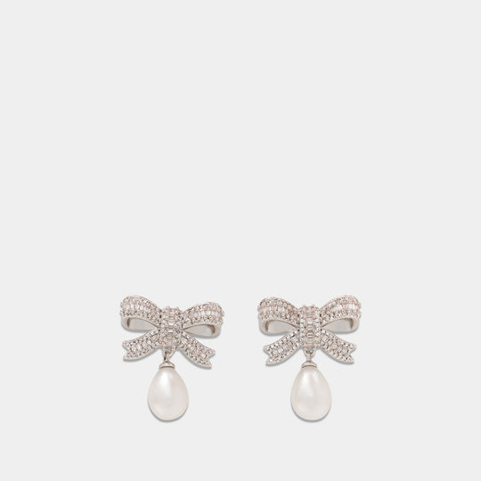 Boucles D'oreilles Crystal Bow Pearl - SELF PORTRAIT - Métal - Argenté