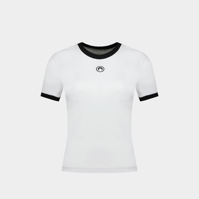 T-Shirt Moon Logo Baby Fit - Marine Serre - Coton - Blanc