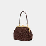 Pochette Large Weave Straw Kisslock 27 - Coach - Cuir - Marron