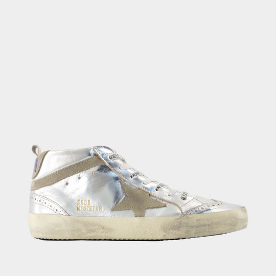 Sneakers Mid Star - Golden Goose Deluxe Brand - Cuir - Argenté