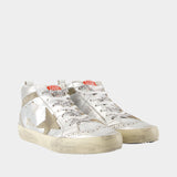 Sneakers Mid Star - Golden Goose Deluxe Brand - Cuir - Argenté