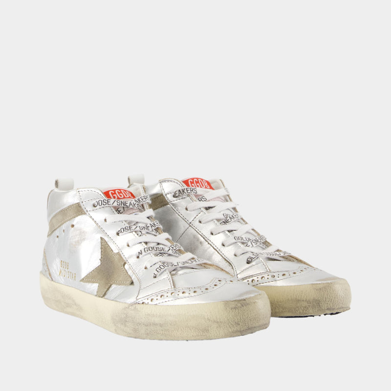Sneakers Mid Star - Golden Goose Deluxe Brand - Cuir - Argenté