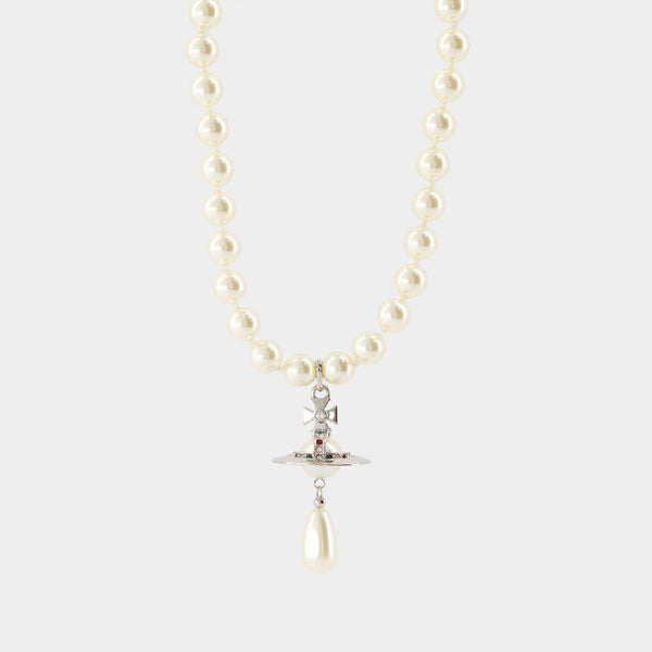 Collier One Row Pearl Drop - Vivienne Westwood - Métal - Gris
