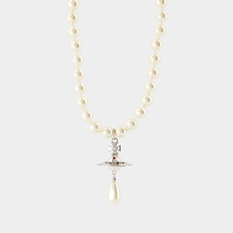 Collier One Row Pearl Drop - Vivienne Westwood - Métal - Gris