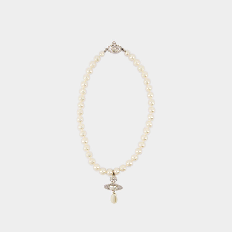 Collier One Row Pearl Drop - Vivienne Westwood - Métal - Gris