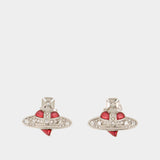 Boucles D'oreilles New Diamante Heart - Vivienne Westwood - Métal - Gris