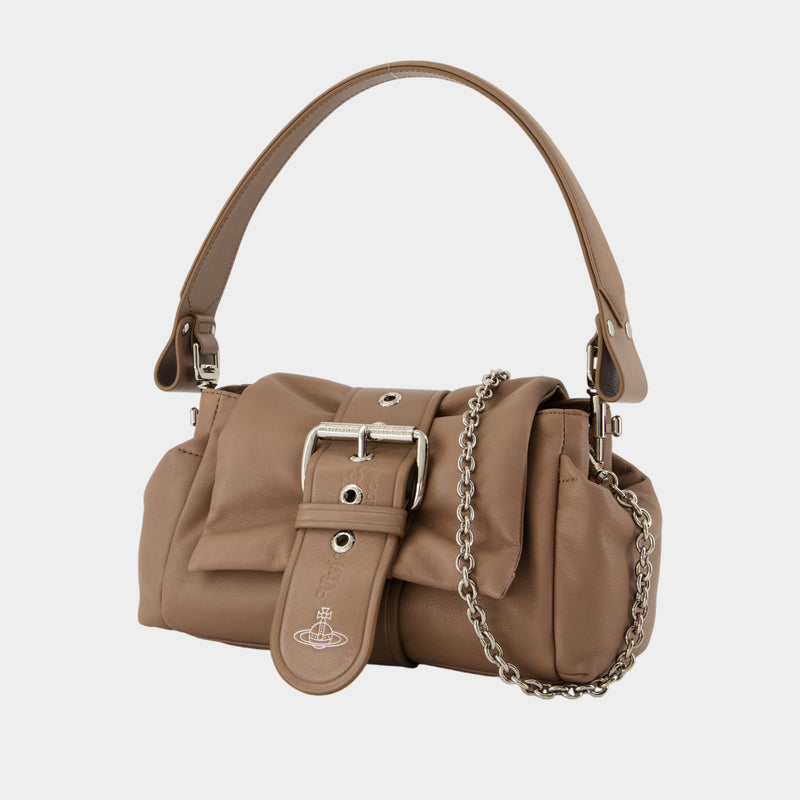 Sac Porté Épaule Hazel Treasure - Vivienne Westwood - Cuir - Gris/Marron