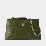 Pochette Small Flat Zip - Vivienne Westwood - Cuir - Kaki