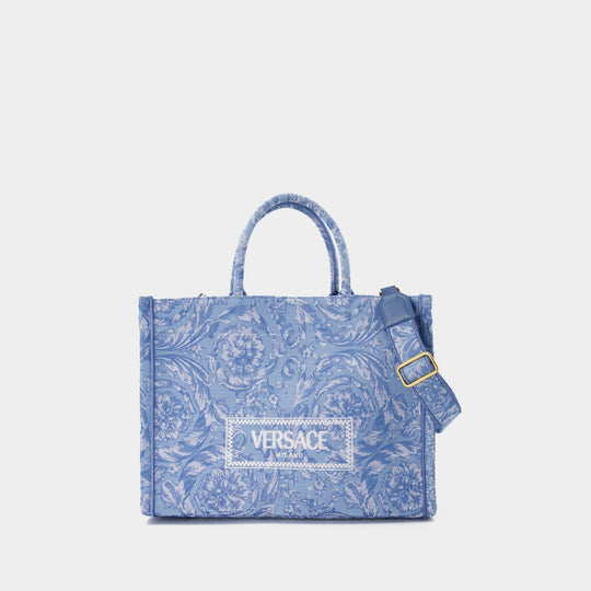 Cabas Large En Jacquard - Versace - Toile - Bleu