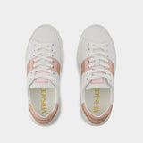 Sneakers La Greca - Versace - Coton - Blanc/Rose