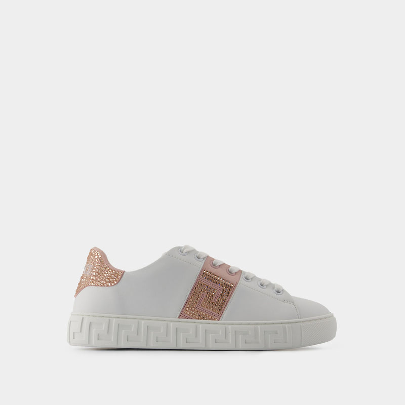 Sneakers La Greca - Versace - Coton - Blanc/Rose