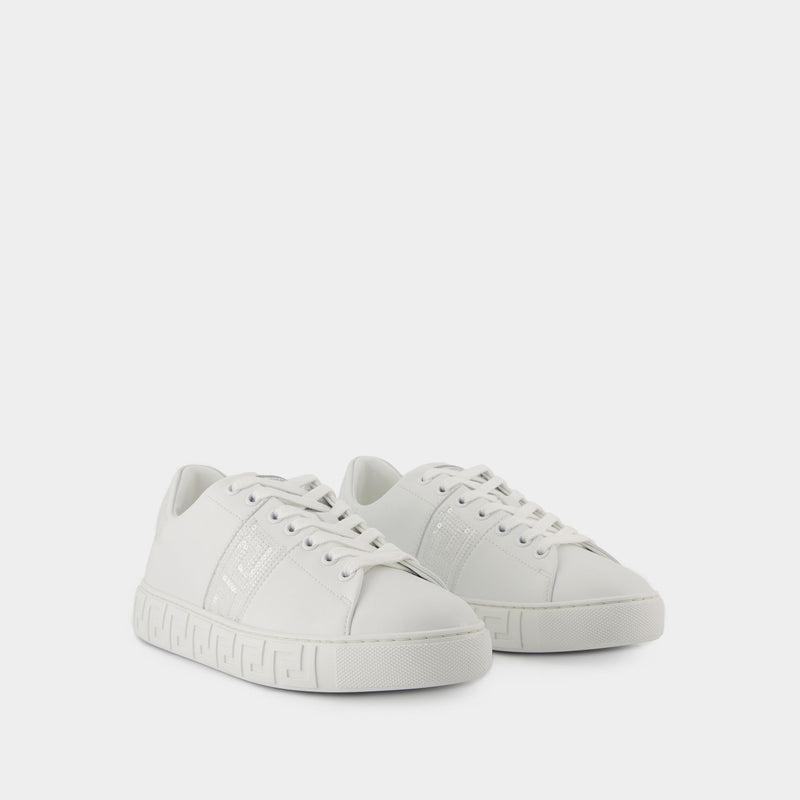 Sneakers La Greca - Versace - Coton - Blanc