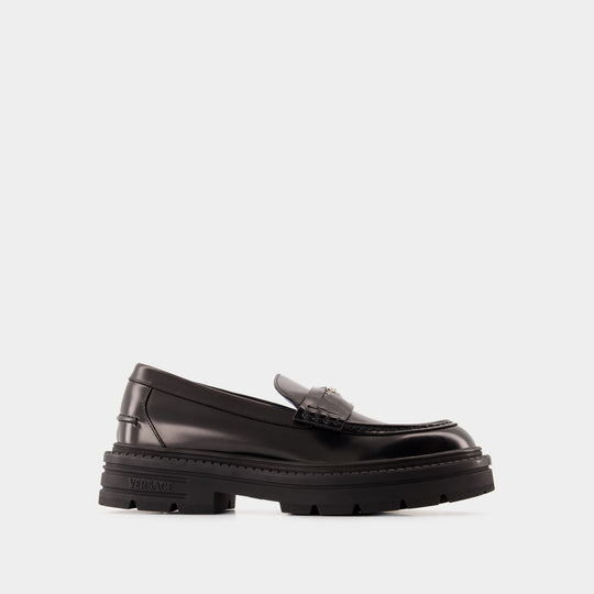 Chaussures Plates Loafers Calf Leather - Versace - Cuir - Noir
