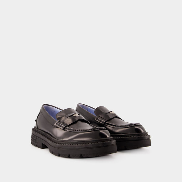 Chaussures Plates Loafers Calf Leather - Versace - Cuir - Noir