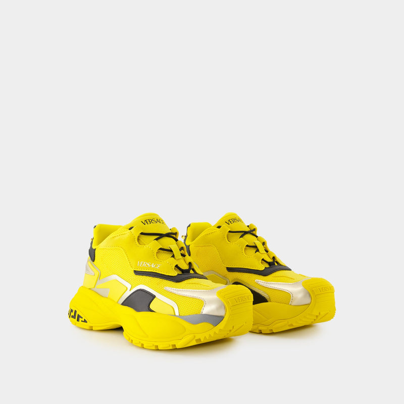 Sneakers Low Top - Versace - Cuir - Jaune